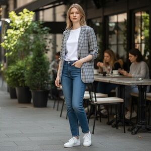 Women’s Altar'd State Olive Green Blazer Size Medium Retro 90’s 3/4 Sleeve Chic